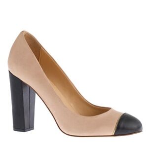 J. Crew Etta Cap toe black nude leather pump heel women size 7